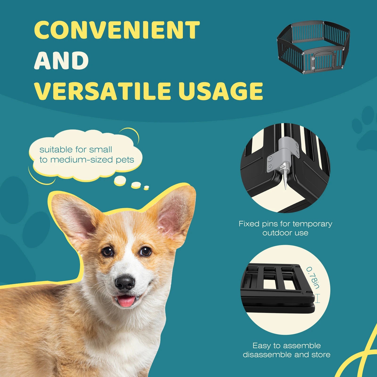 Plastic Dog Expandable and Durable Playpen. Foldable and Durable for Use Indoor or Outdoor with  Small to Medium Pets