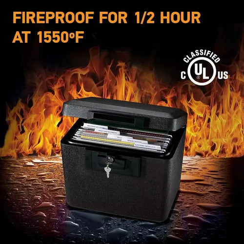0.61 Cubic Feet Black Fireproof Document Safe With Key Lock