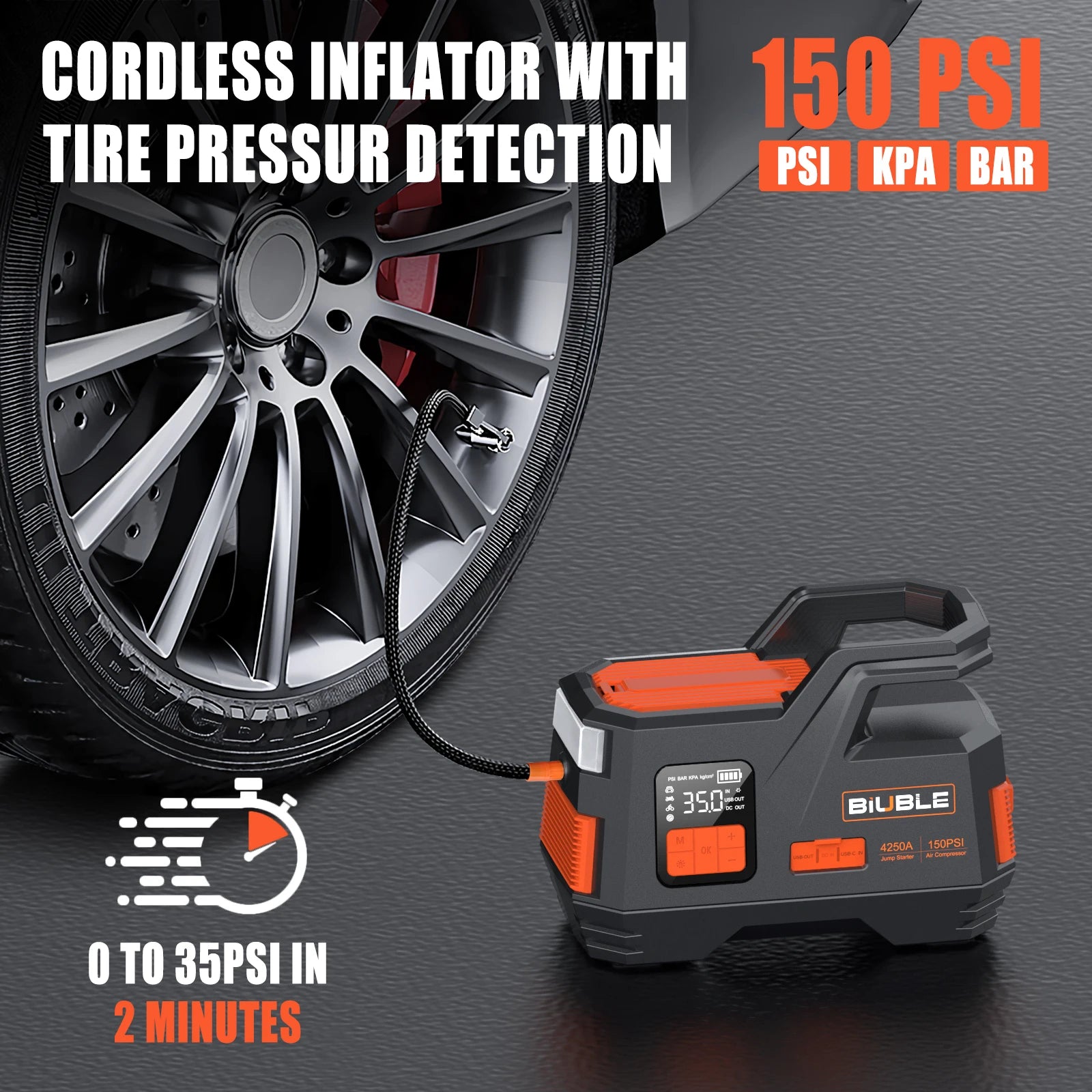 Portable Car Jump Starter Power Bank with Air Compressor and Inflator Pump