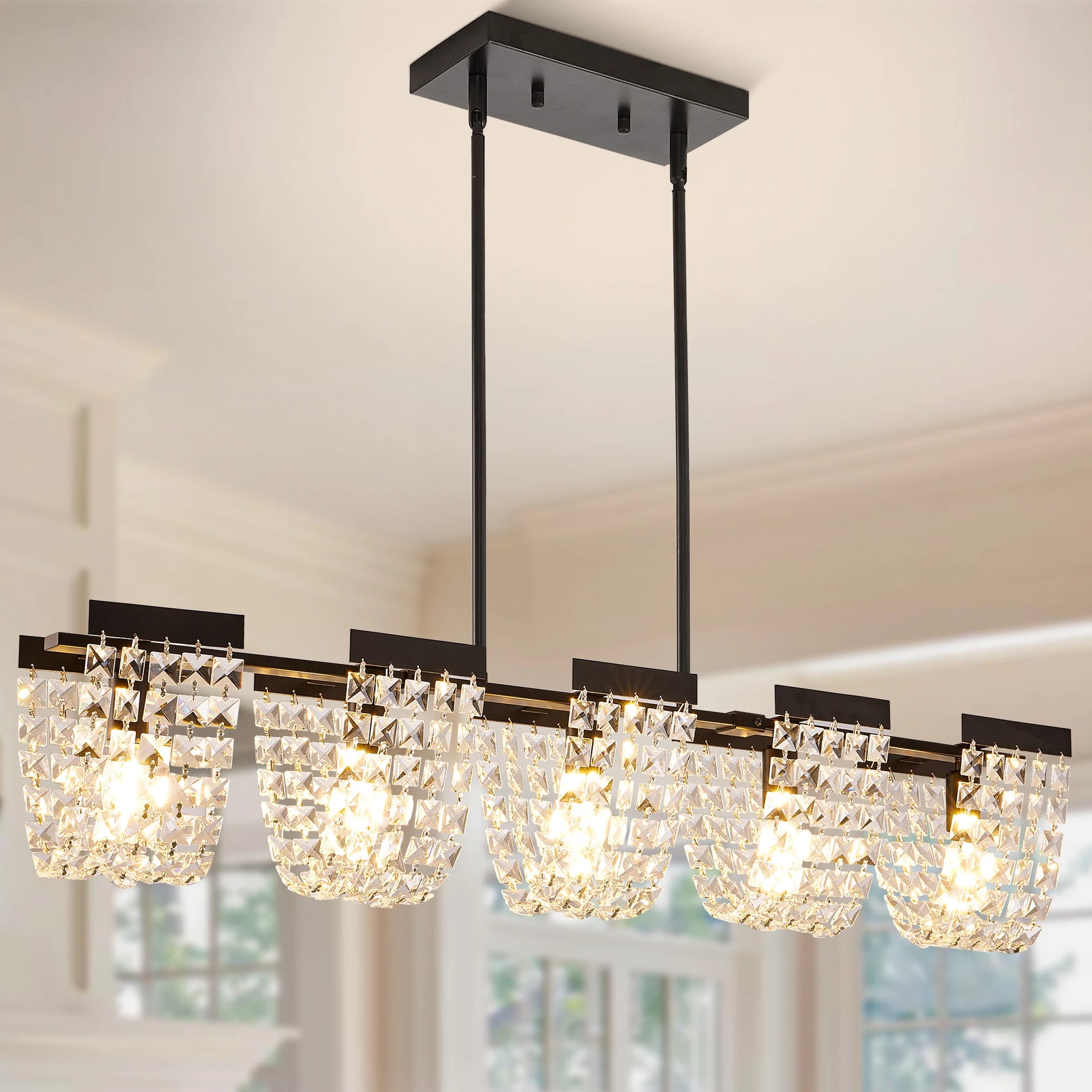 LED 5-Light Luxury Multi-room K9 Black or Gold Chandelier
