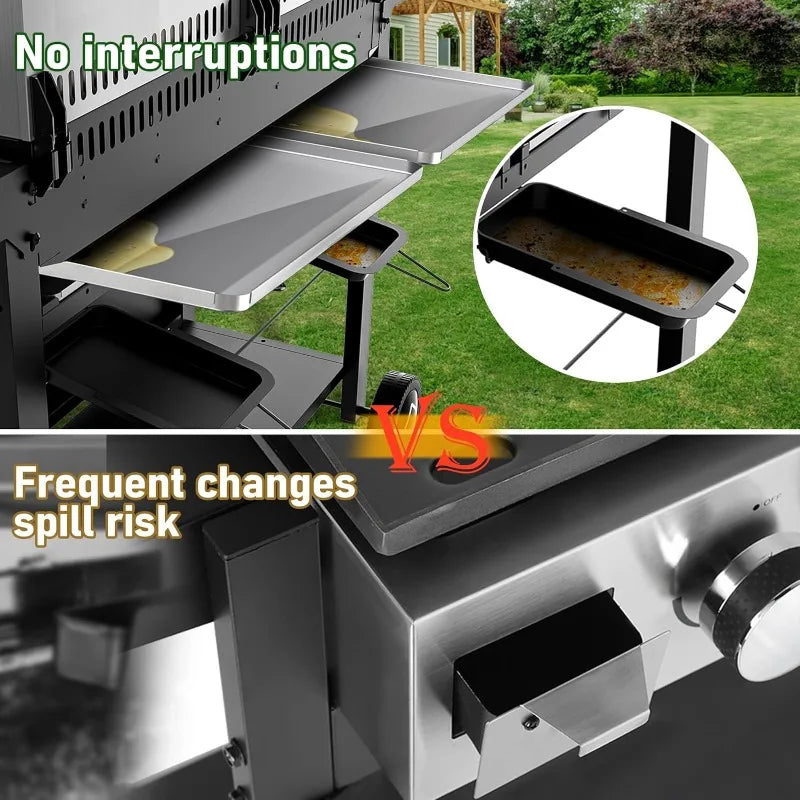6-Burner Propane Griddle Grill Combo with Double Stainless Steel Lids