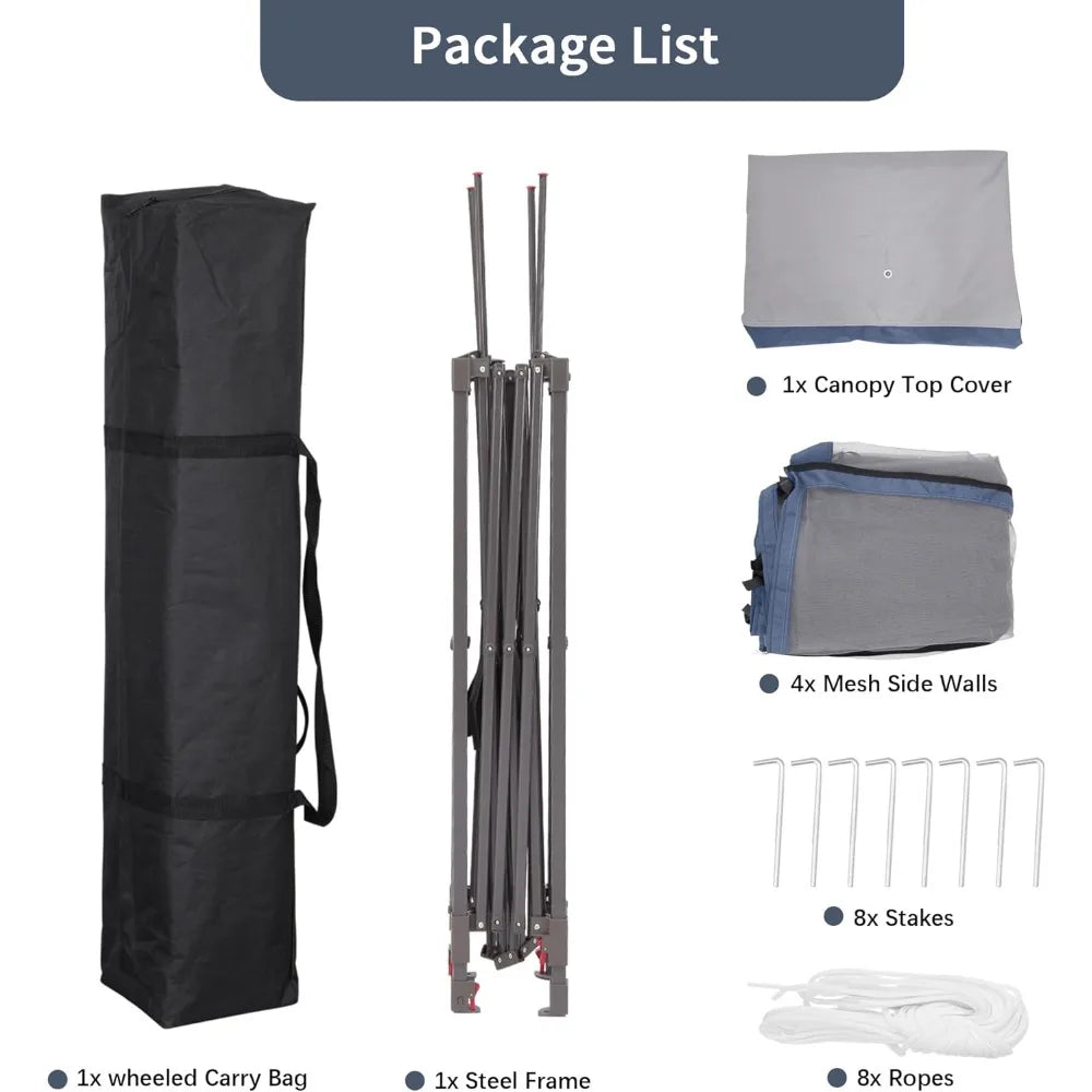 11x11 Pop Up Outdoor Gazebo for Backyard with Wheeled Carry Bag