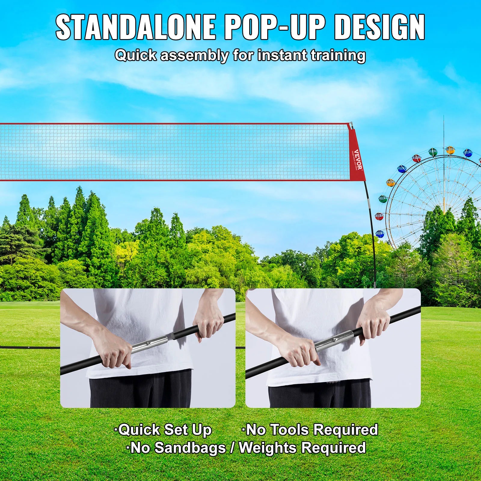 Volleyball Training Net with Adjustable Height and Carrying Bag