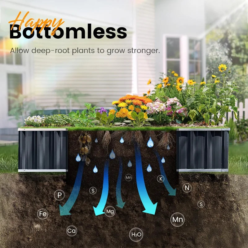 Raised Outdoor Garden Bed 68" x 36" x 12" (2 Pack) for Vegetables, Flowers, and Herbs