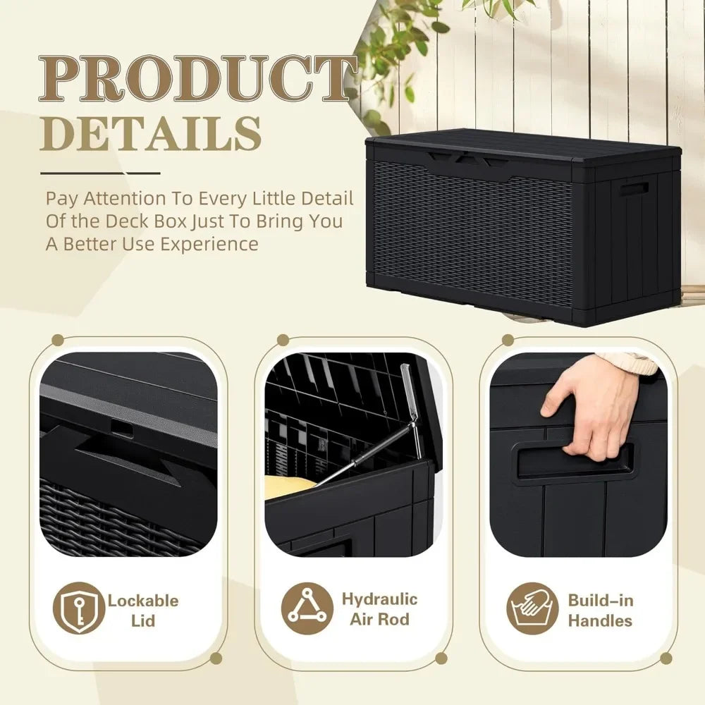 100 Gallon Resin Weatherproof Outdoor Lockable Storage Box