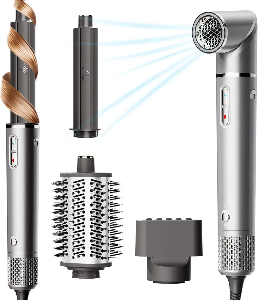 5 in 1 Hair Dryer Brush Set With High-Speed Negative Ionic Blow Dryer, Detachable Air Curler and Auto Air Wrap