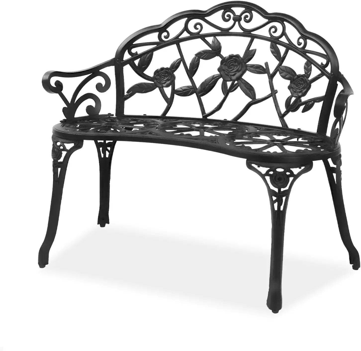 Outdoor Garden Cast Iron and Aluminum Metal Rose Bench With Antique Finish. Various Colors.