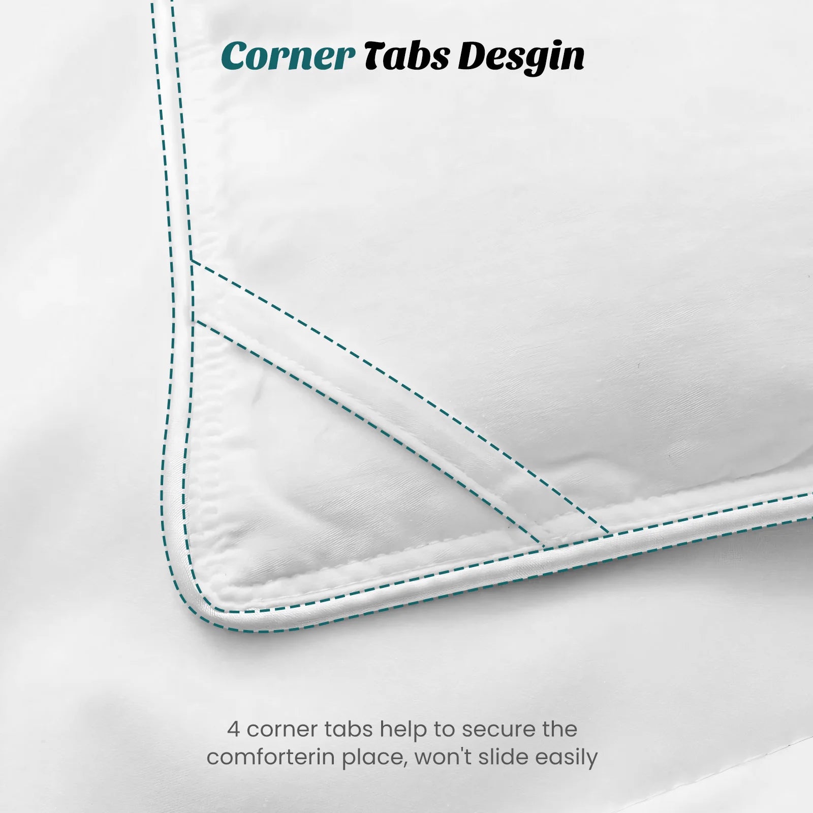 Easy to Wash King or Queen Comforter with Corner Tabs and Box Stitching.
