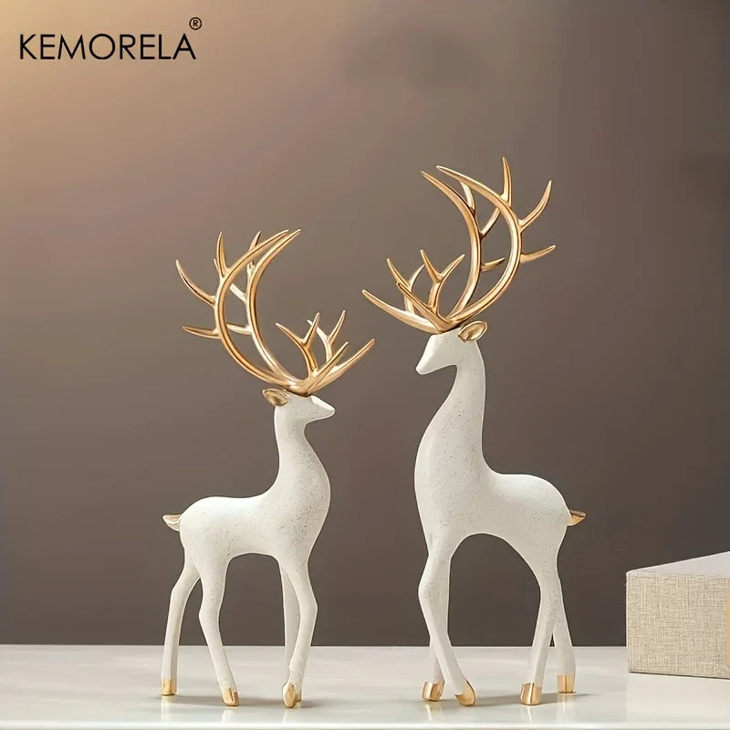 Christmas Elk Resin Statue for Nordic Tabletop Decoration