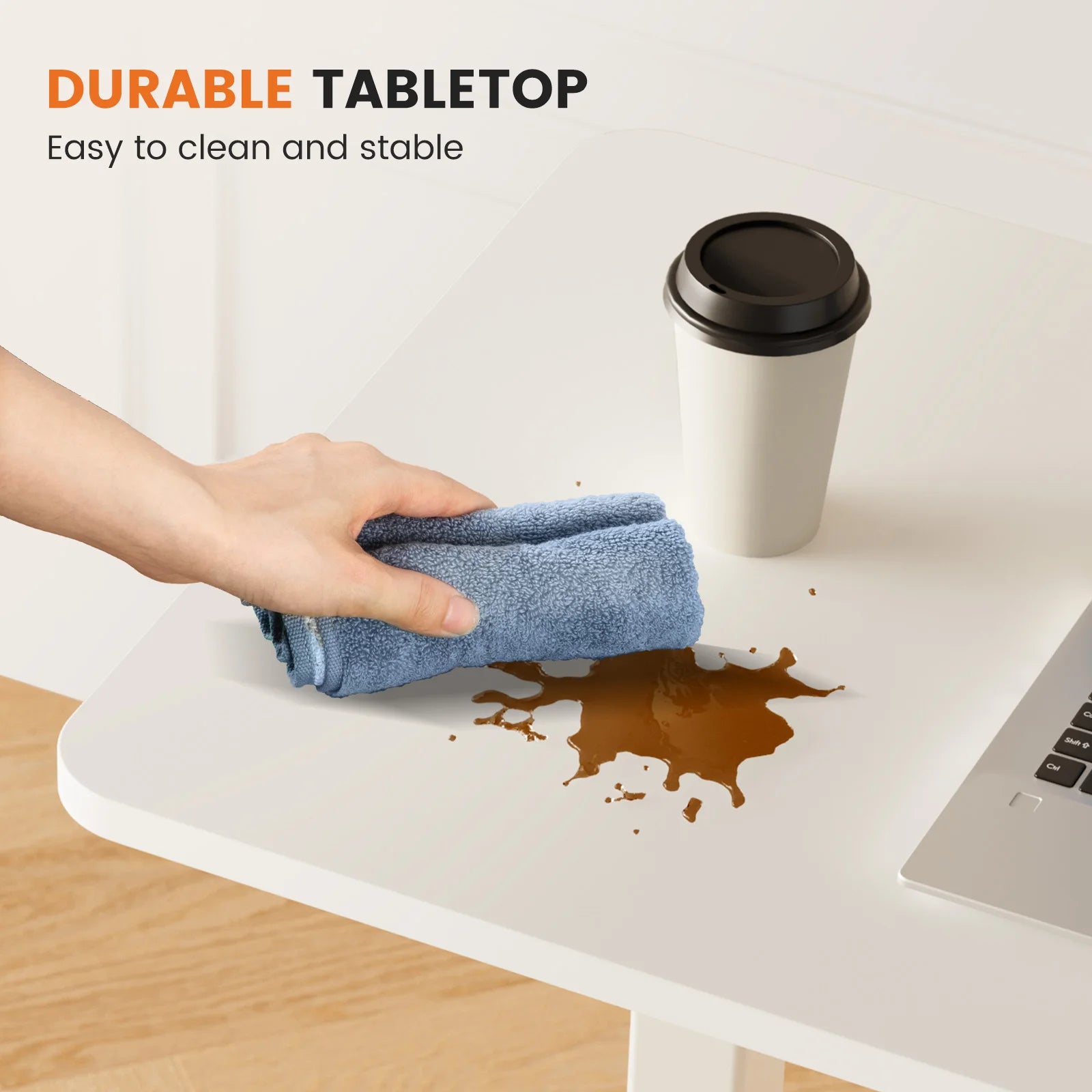 Multi-Use Table with Hidden Casters and Adjustable Height for Use with Sofa, Chair or Bed