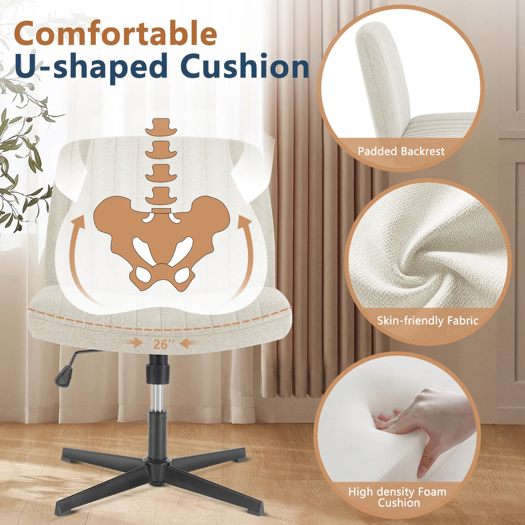 Wide, Armless, Adjustable, Swivel, Cross Legged Rocking Gaming Chair.