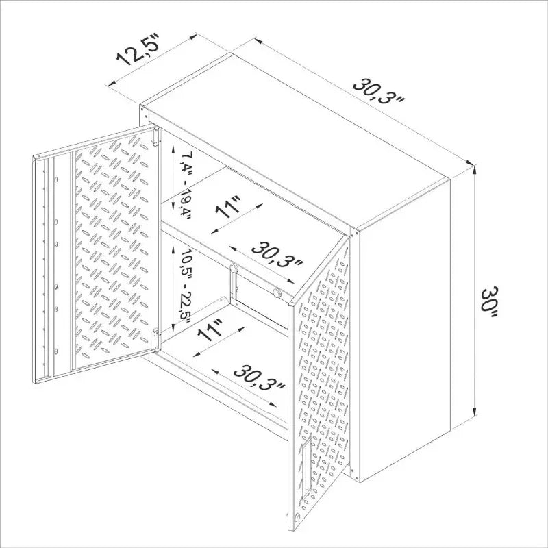 Black/Grey Wall Mount Floating Garage Storage Cabinet,