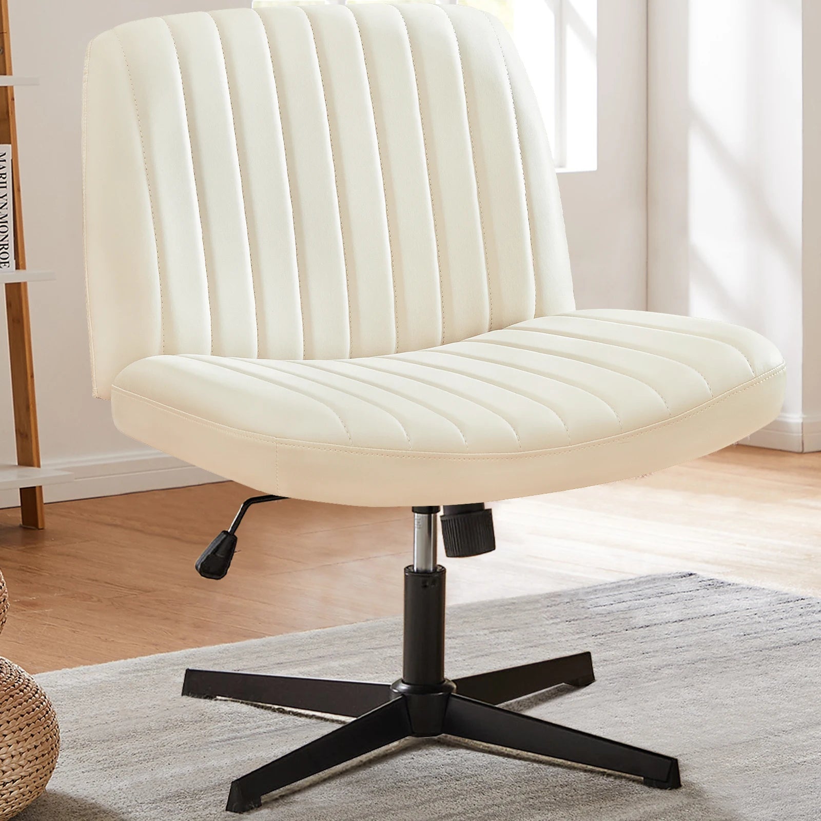 Wide, Armless, Adjustable, Swivel, Cross Legged Rocking Gaming Chair.