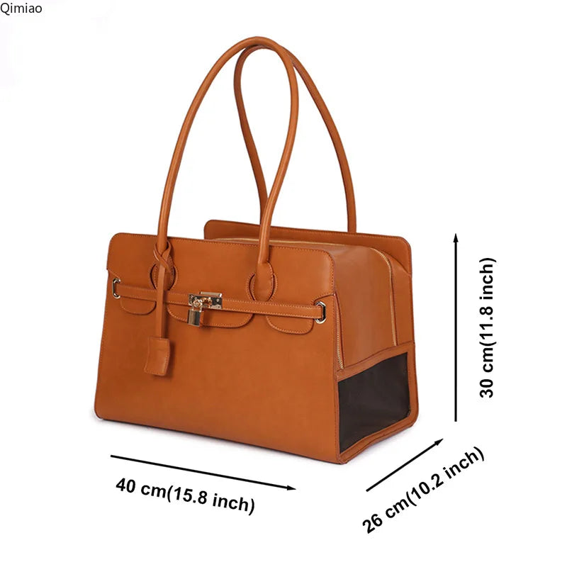 Luxury Leather Pet Carrier Bag For Puppy or Cat