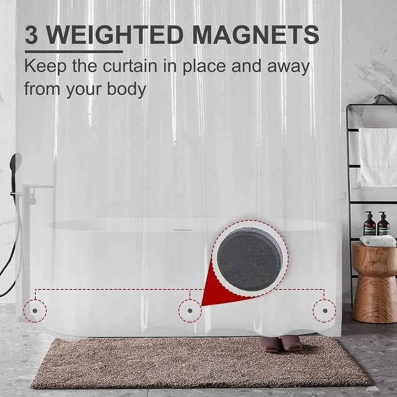 72" x 84" Extra Long Clear Plastic Waterproof Inside Shower Curtain Liner with Grommets and Magnets