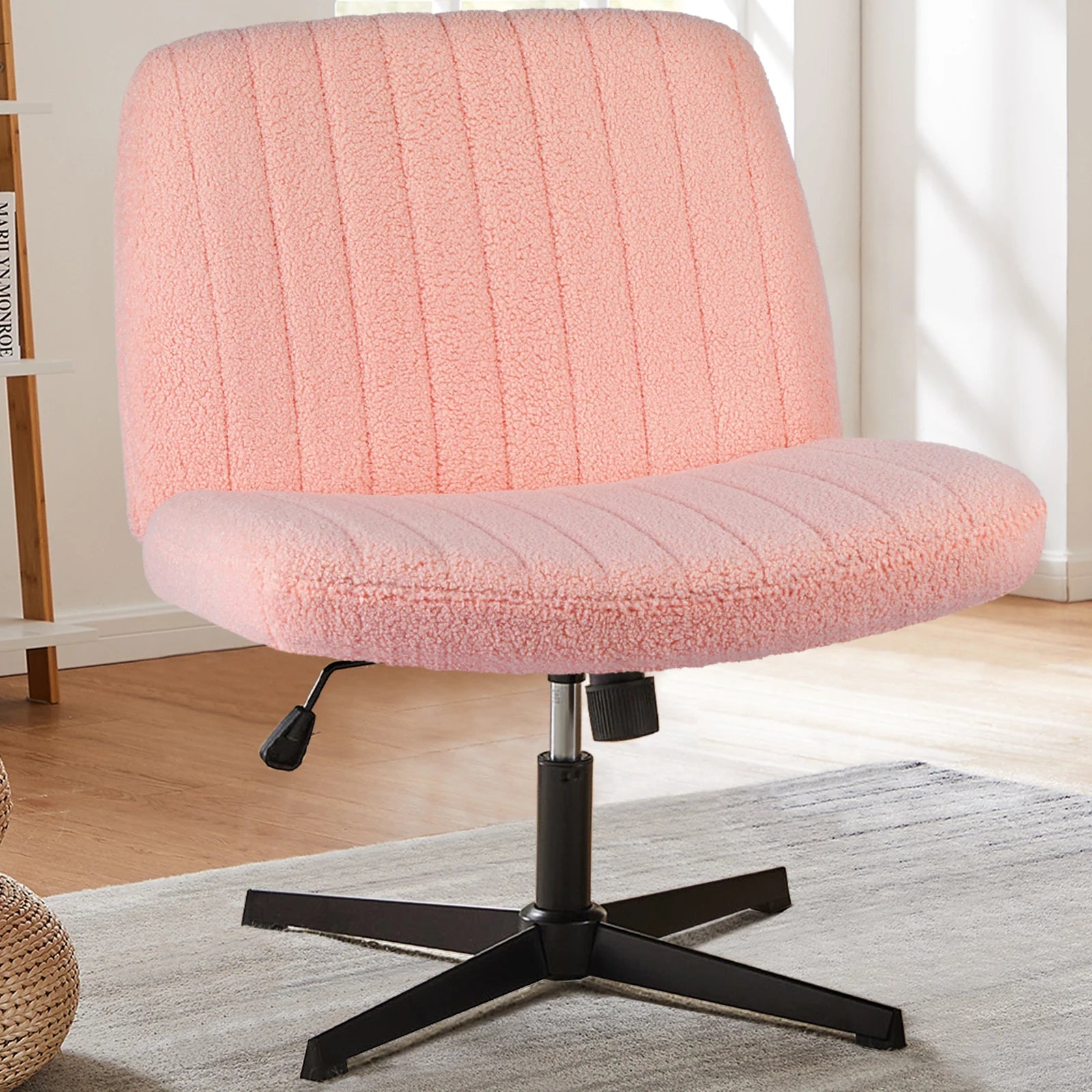 Wide, Armless, Adjustable, Swivel, Cross Legged Rocking Gaming Chair.