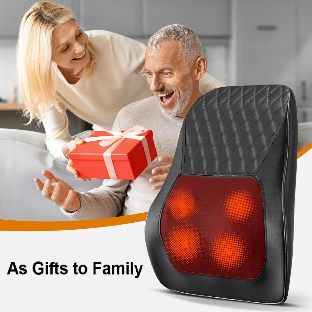 3 Speed Neck Pillow Massager with Vibration and Heat for Shoulder, Neck and Back Nuscies