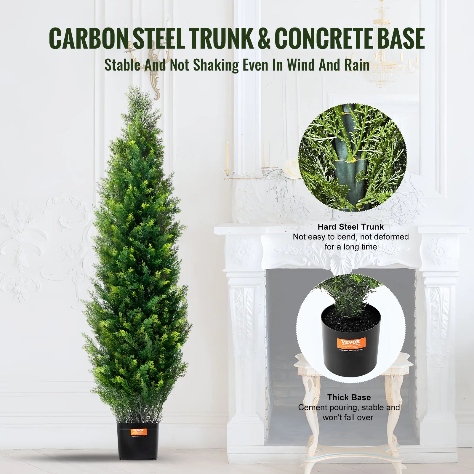 Artificial Cedar Topiary Tree  for Outdoor Home Decor with ten extra leaves.