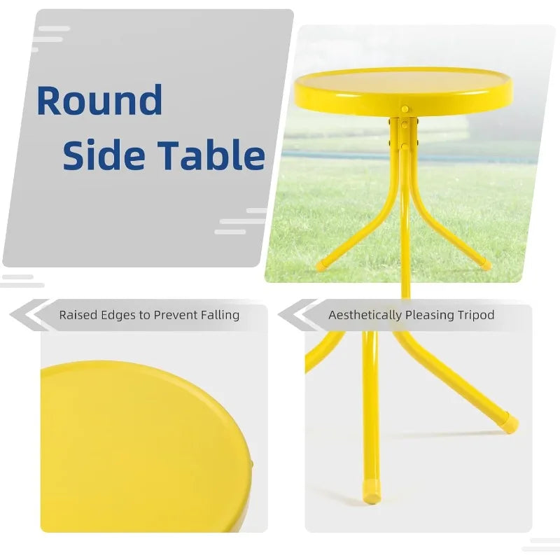 Retro Metal 3-Piece Patio Bistro Set with Two Chairs and Round Table
