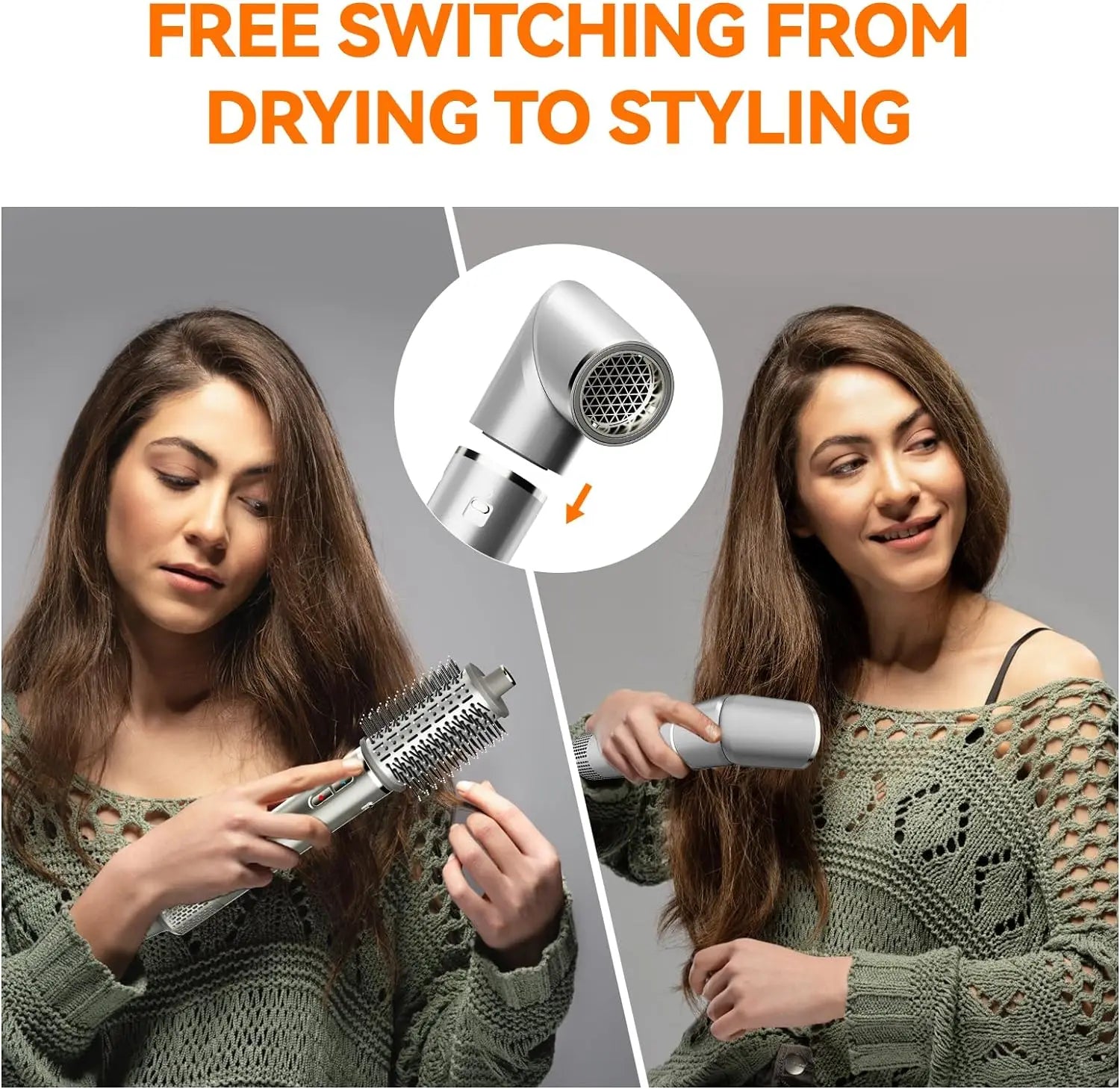5 in 1 Hair Dryer Brush Set With High-Speed Negative Ionic Blow Dryer, Detachable Air Curler and Auto Air Wrap