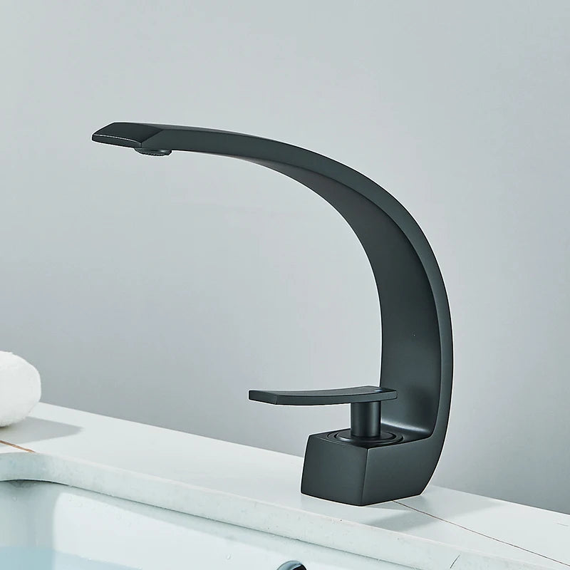 Luxury Black Deck Mounted Sink Faucet for Bathroom.