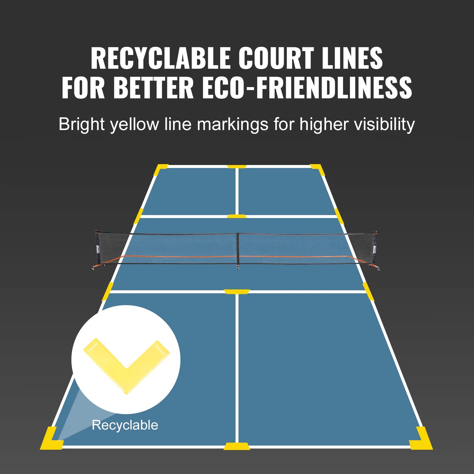 VEVOR Portable 22FT Full Court Official Pickleball Net System with Court Line