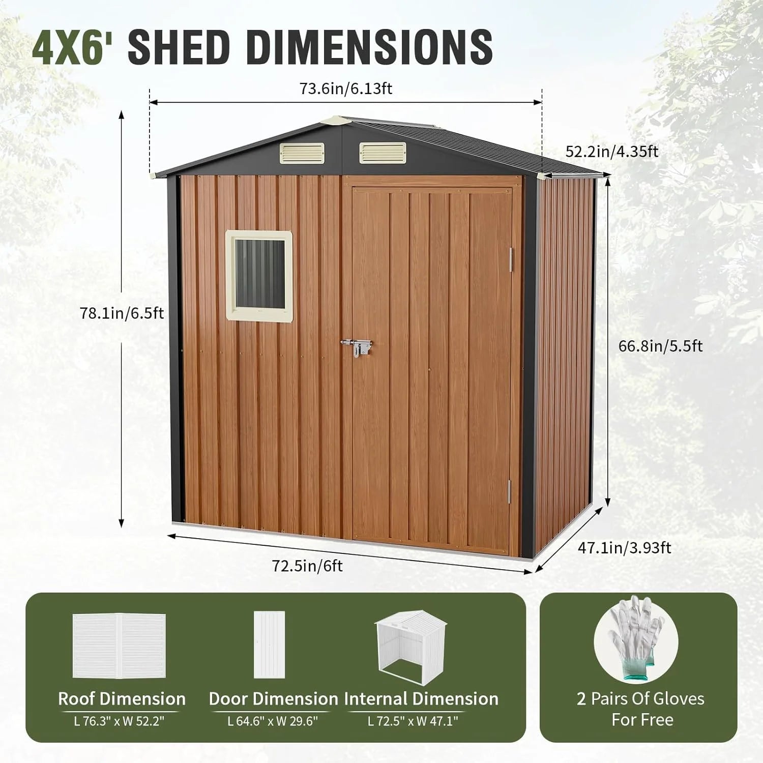 Large Metal Storage Shed with Floor and Lockable Doors.