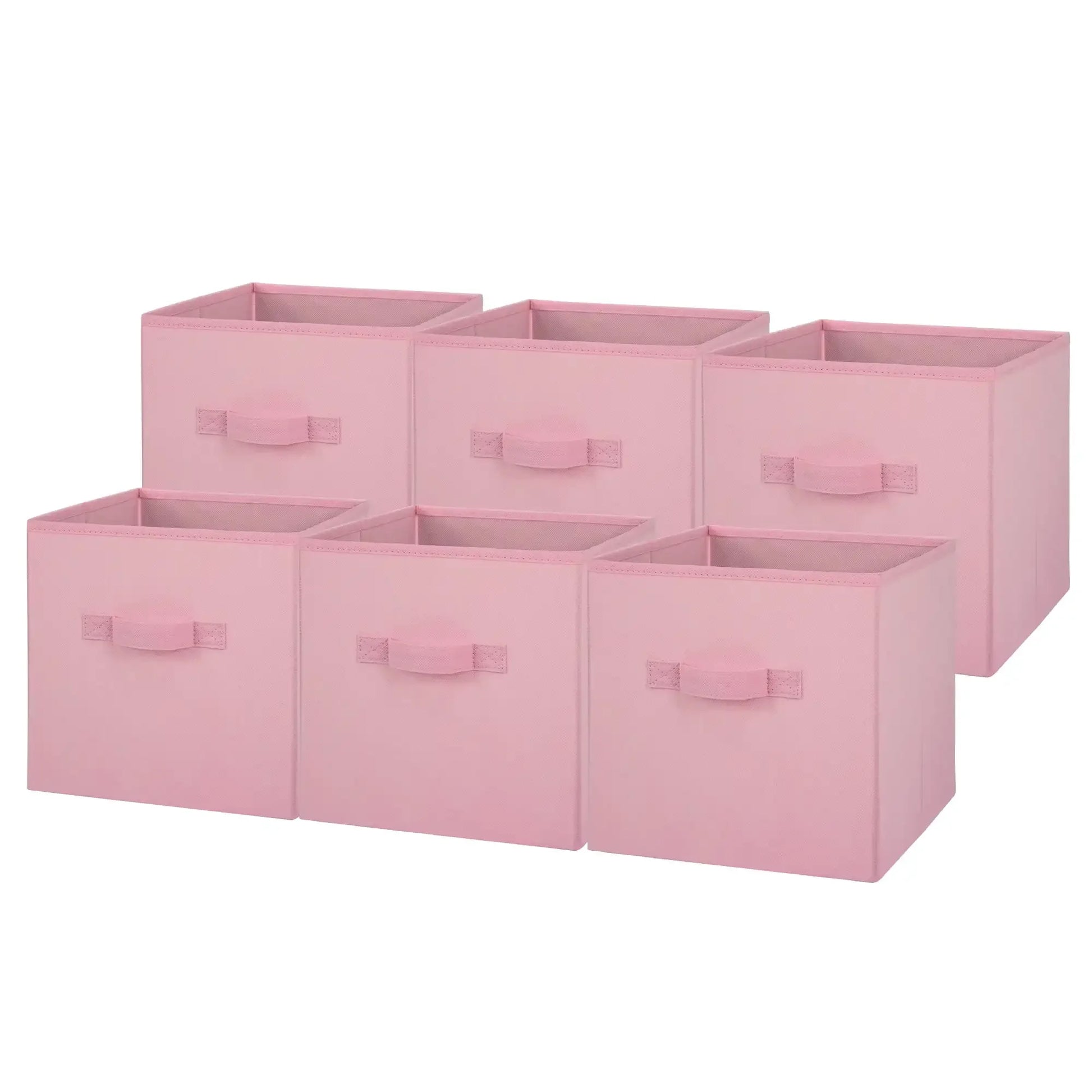 Collapsible Pink 6-Pack Cube Fabric Storage Bins (10.5" x 10.5").