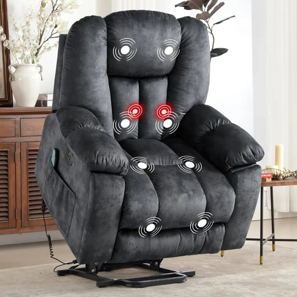 Large Power Lift Recliner Chair with Massage, Heat, and USB.