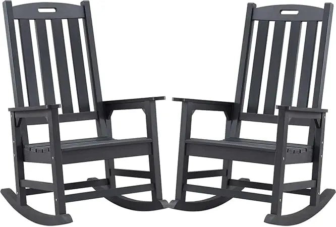 Set of 2 Poly Lumber Oversized Outdoor Rocking Chairs in Various Colors.