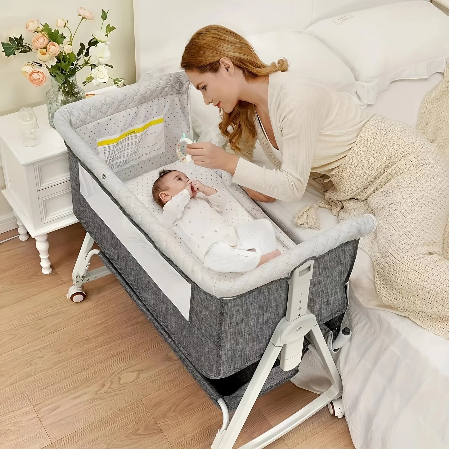 3-in-1 Baby Bedside Bassinet or Sleeper on Wheels.