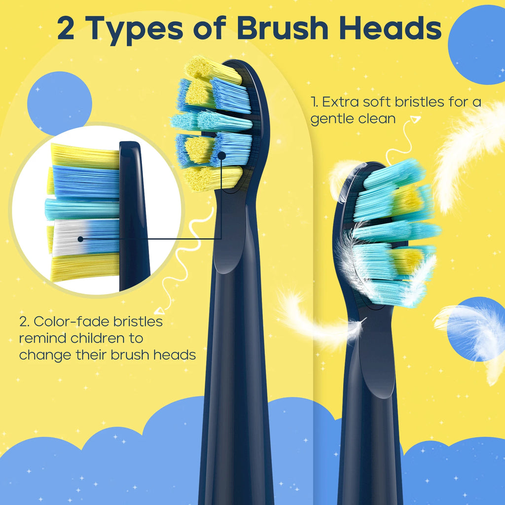 Kids Electric Rechargeable Waterproof Power Sonic Toothbrush for 3+Years of Age with 5 Modes; Replacement Head SG-2303