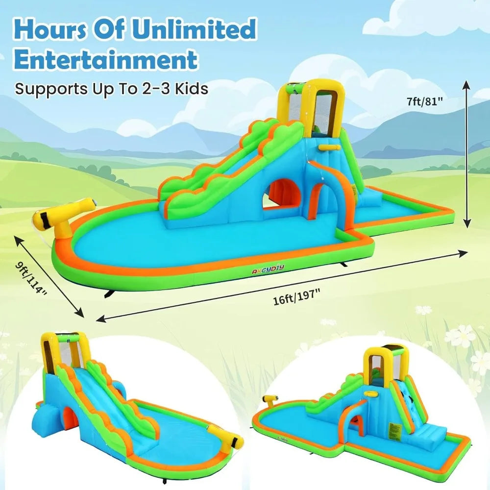 Inflatable Water Slide with Climbing Wall and Bounce House