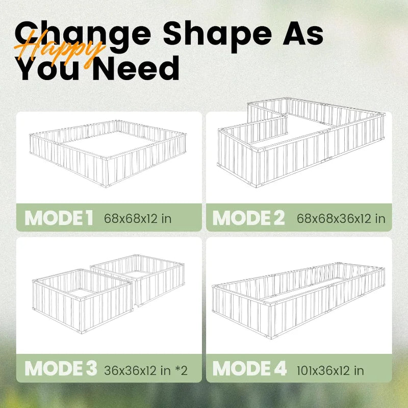 Raised Outdoor Garden Bed 68" x 36" x 12" (2 Pack) for Vegetables, Flowers, and Herbs