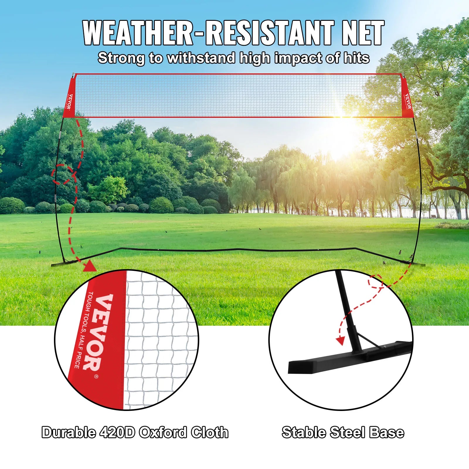 Volleyball Training Net with Adjustable Height and Carrying Bag