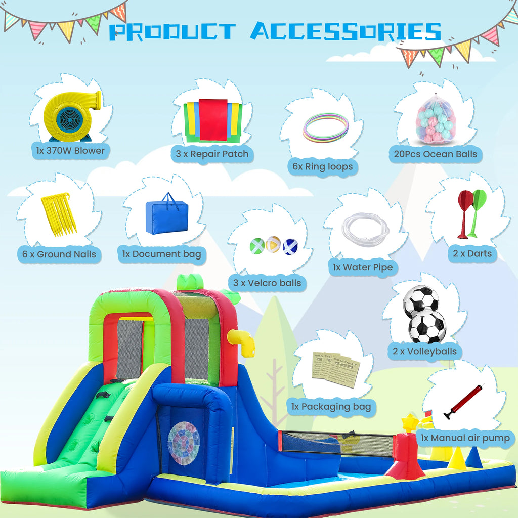 8-in-1 Crocodile Inflatable Water Slide