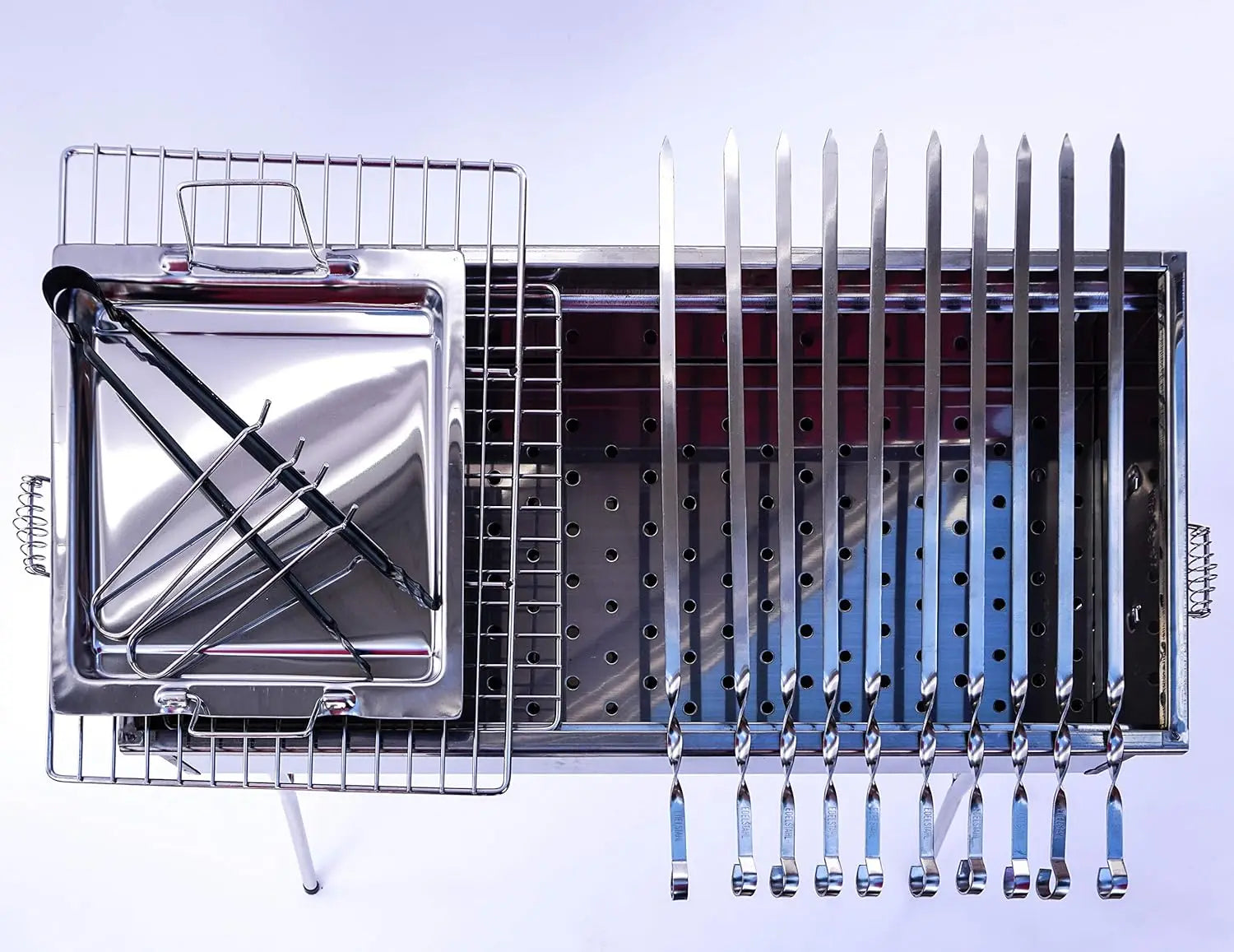 Stainless Steel Charcoal Grill with Shish Kabob Skewers
