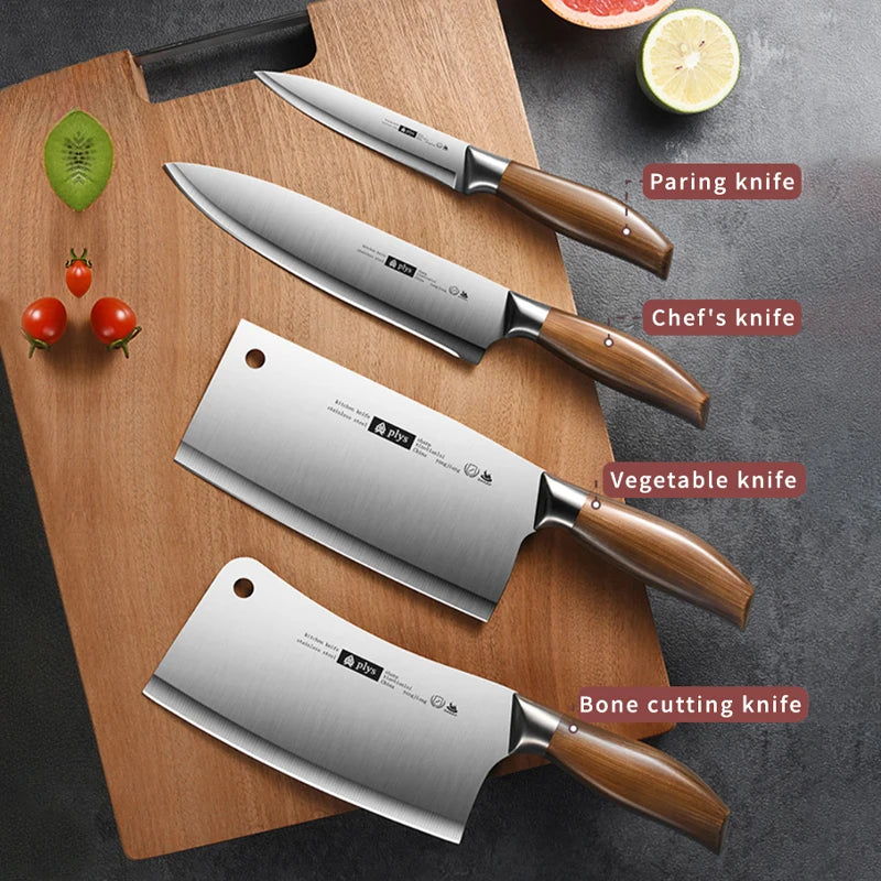 Professional 4-Piece Kitchen Knife Set with Cleaver,  Slicer, Chef Knife, and Paring knife
