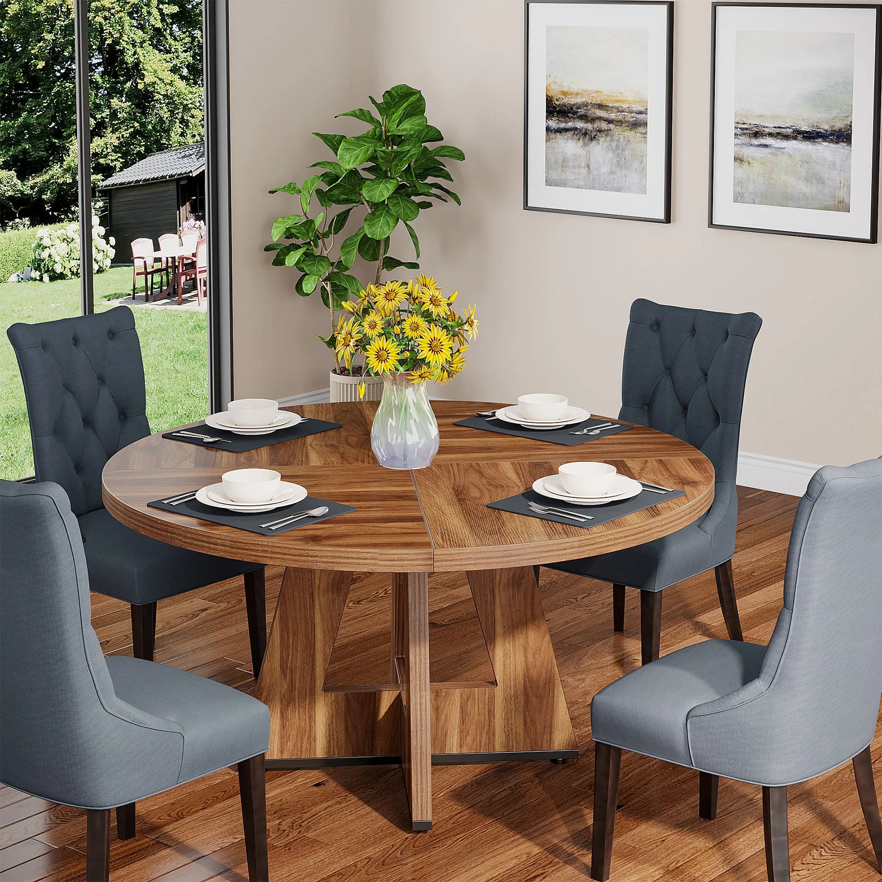 47 inch Round Dining Table for 4,