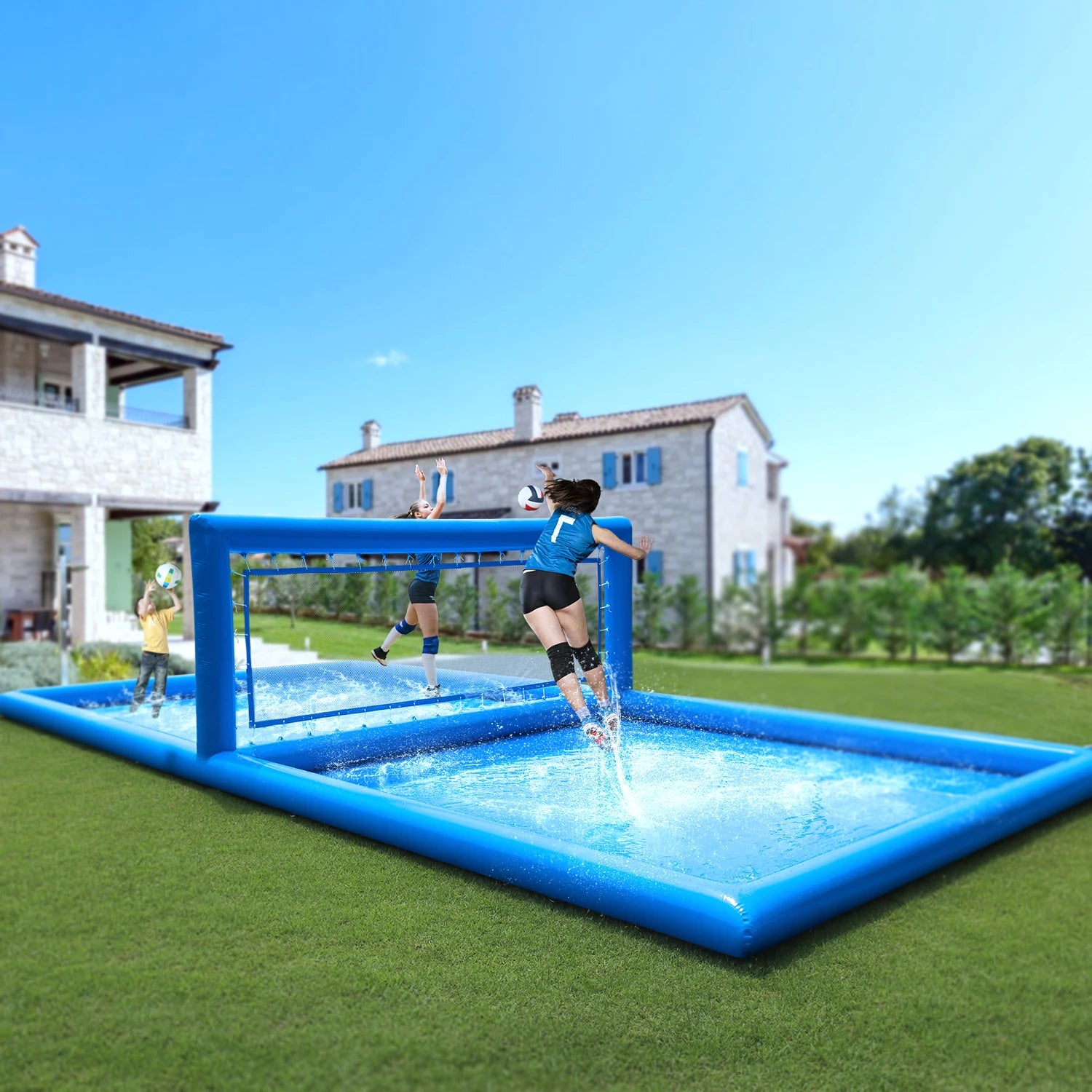 33ft Inflatable Outdoor Water Volleyball Court .