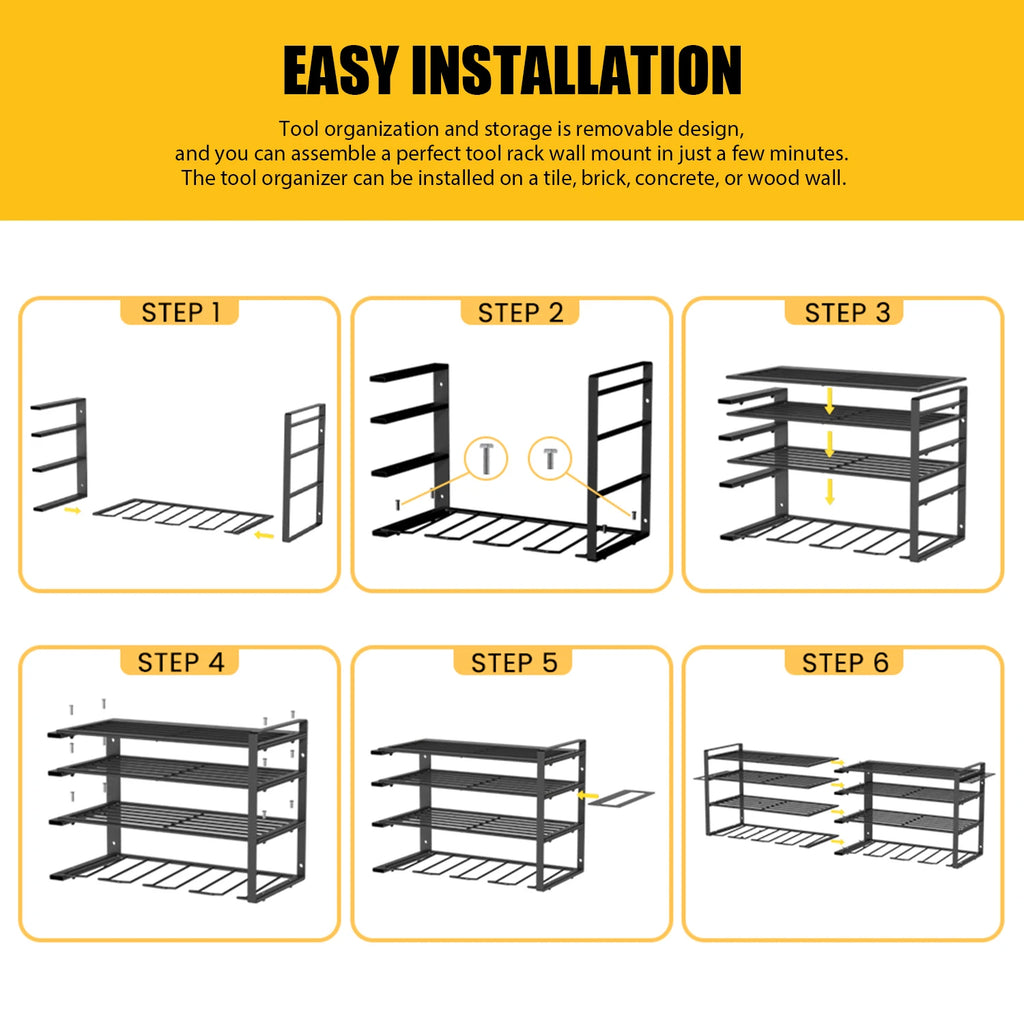 Heavy Duty Metal Wall Mount Power Tool Organizer for Garage.