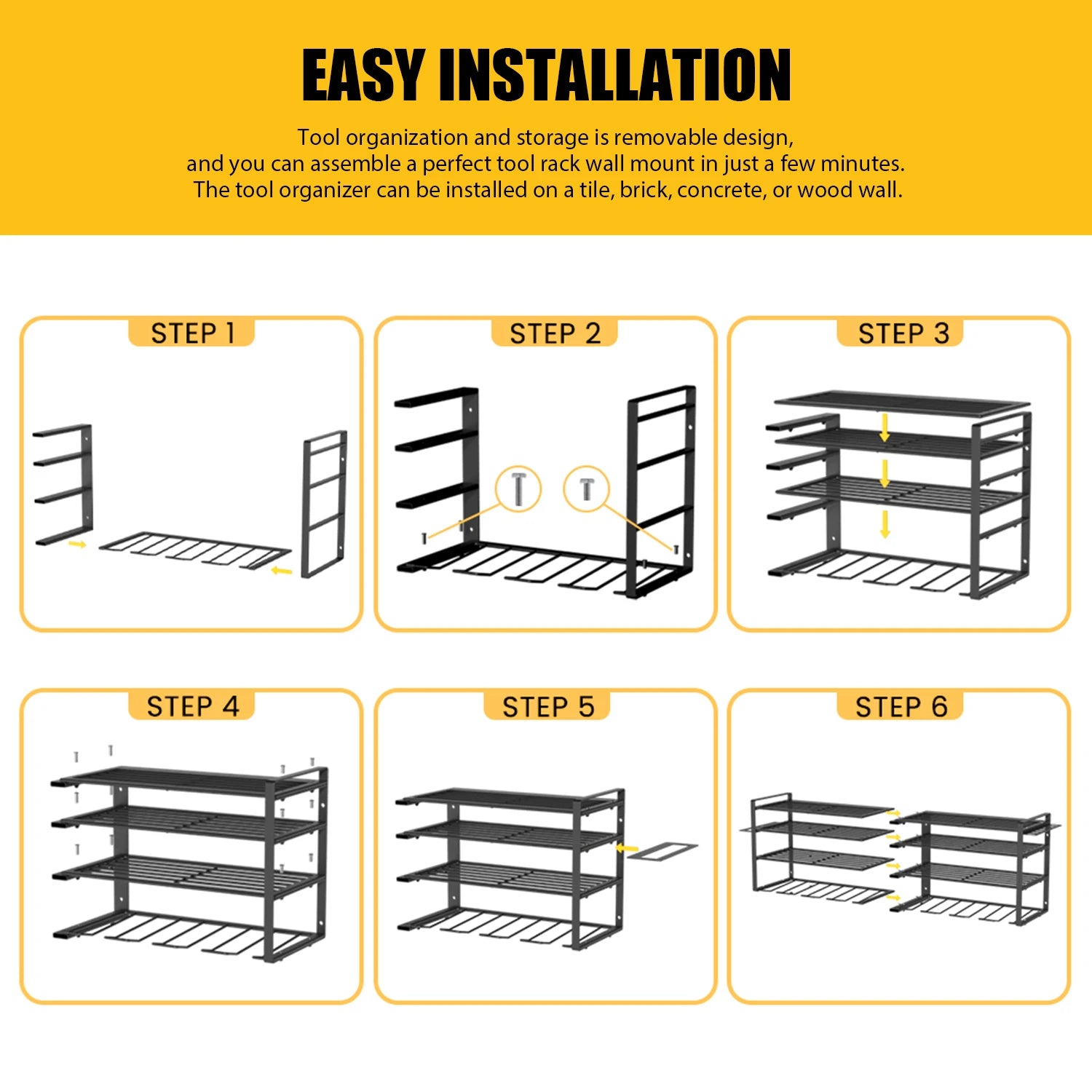 Heavy Duty Metal Wall Mount Power Tool Organizer for Garage.
