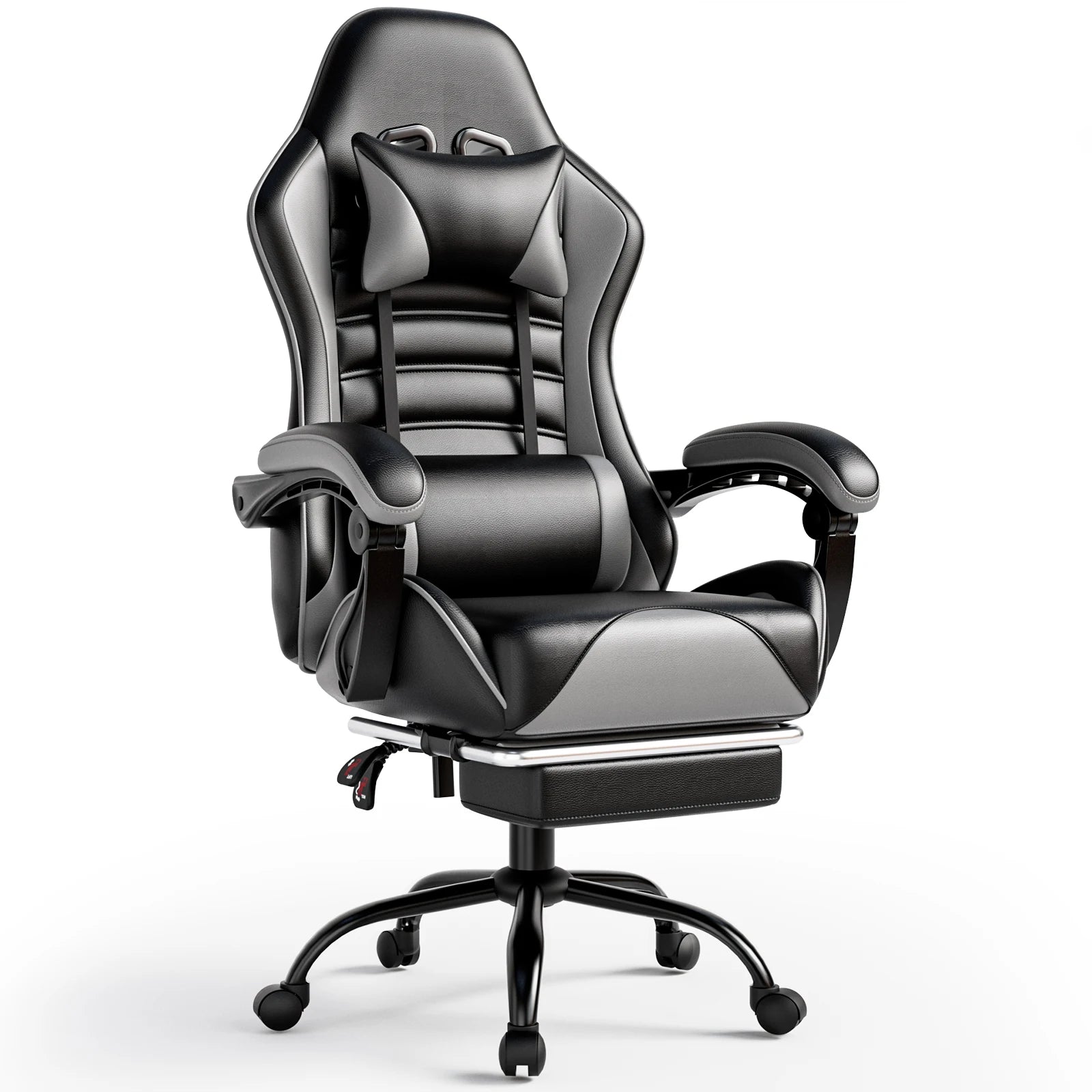 Ergonomic Reclining Racing Style Video Gaming Chair with Footrest.
