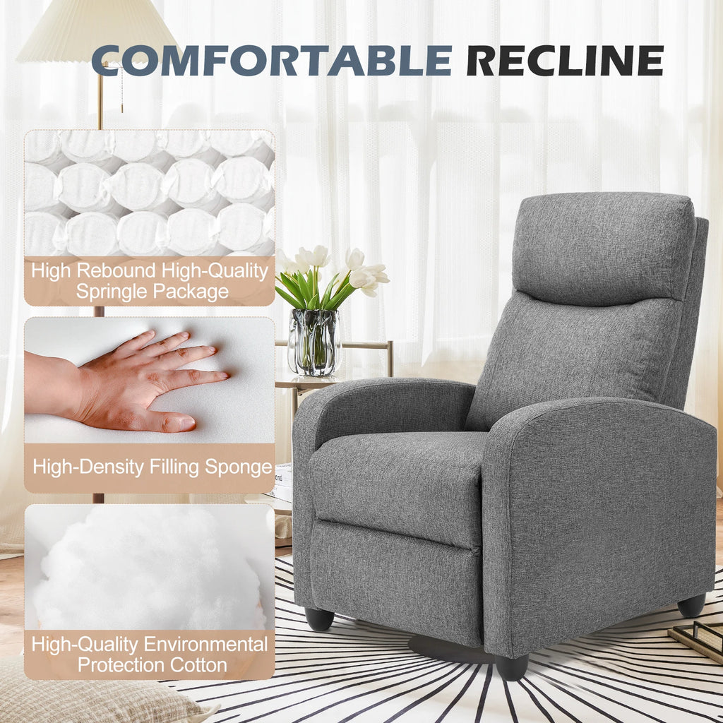 Recliner Chair with Massage, Lumbar Support and Adjustable Modern Padded Seat and Backrest