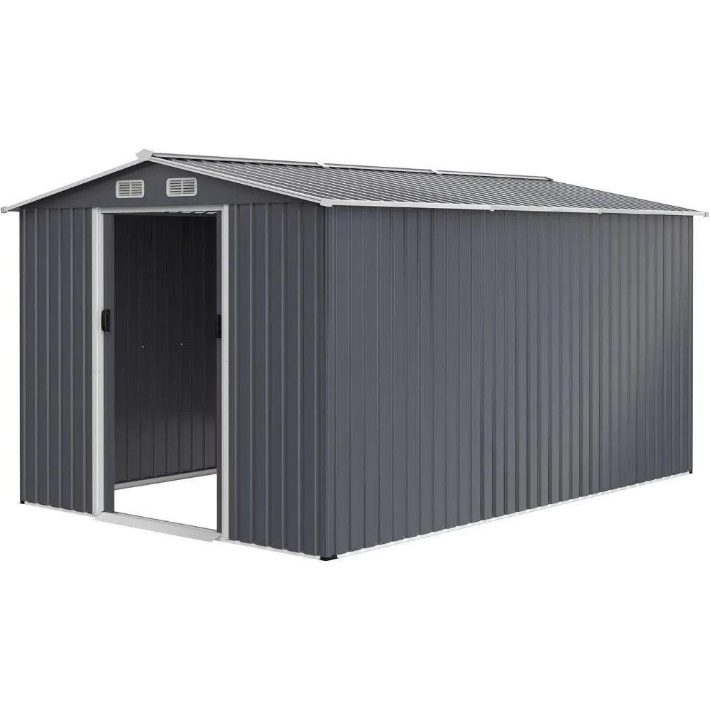 8 x 12 ft. Metal Outdoor Waterproof Storage Shed with Sliding Doors and Air Vents,