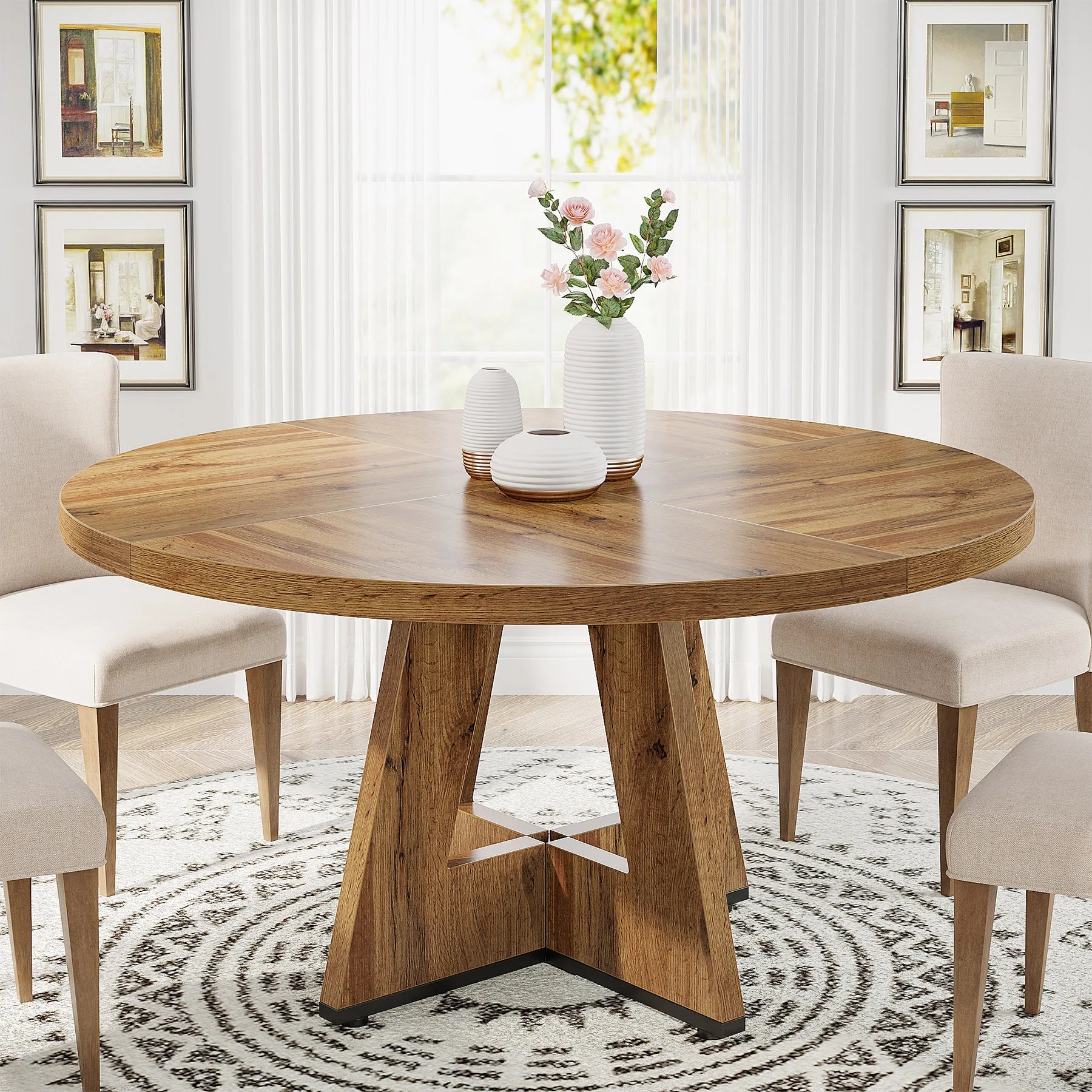 47 inch Round Dining Table for 4,