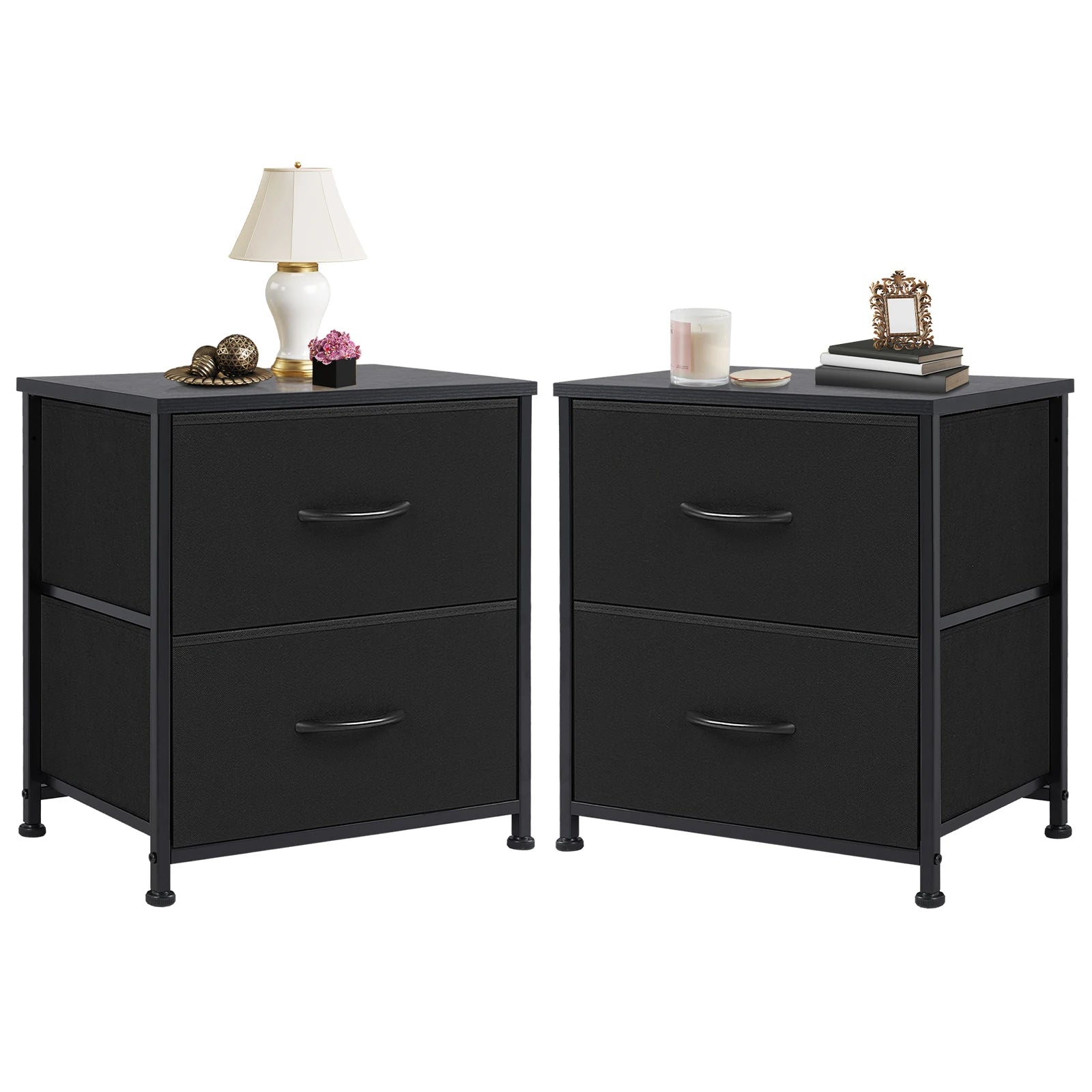 Bedside Nightstand or Sofa Table with Fabric Drawers
