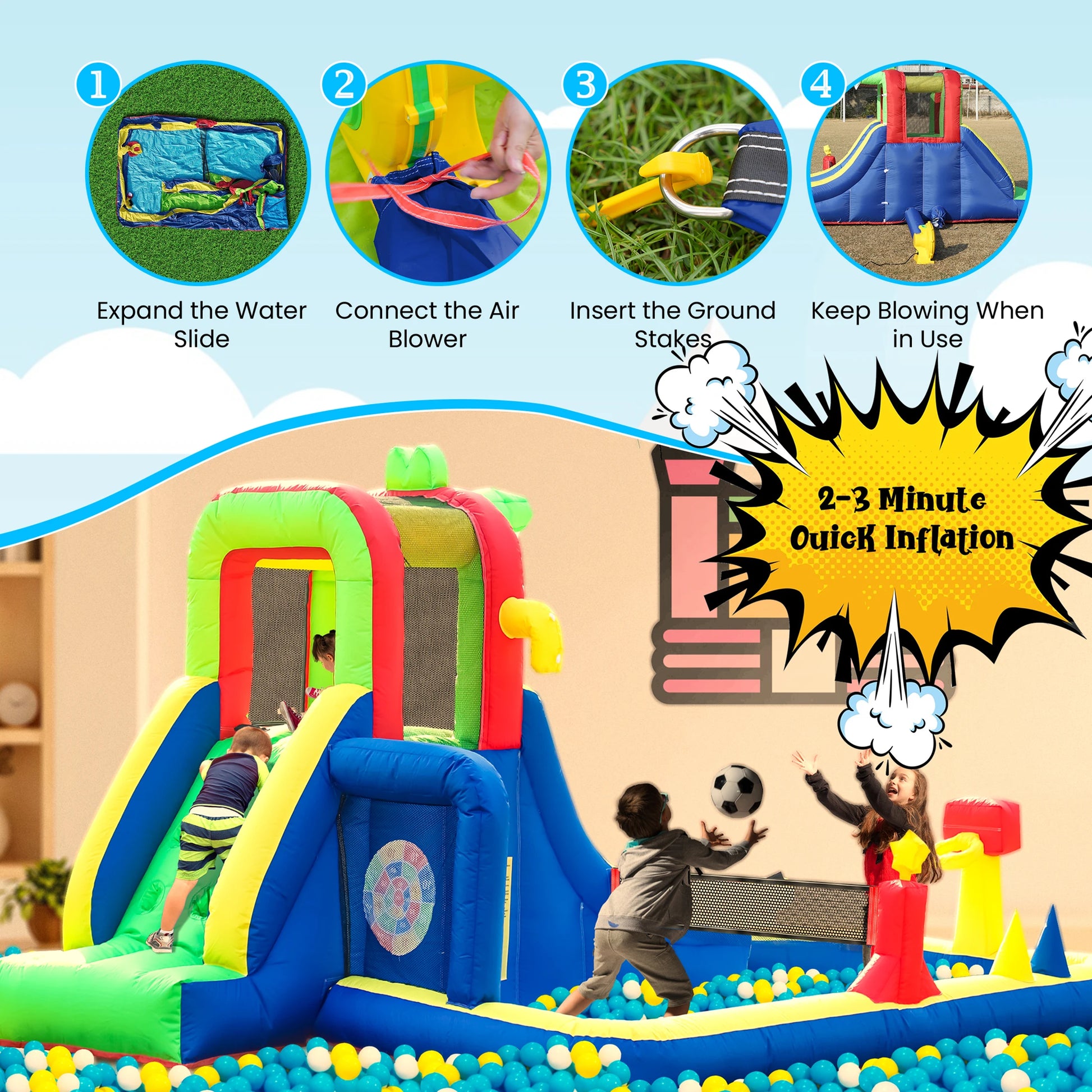 8-in-1 Crocodile Inflatable Water Slide