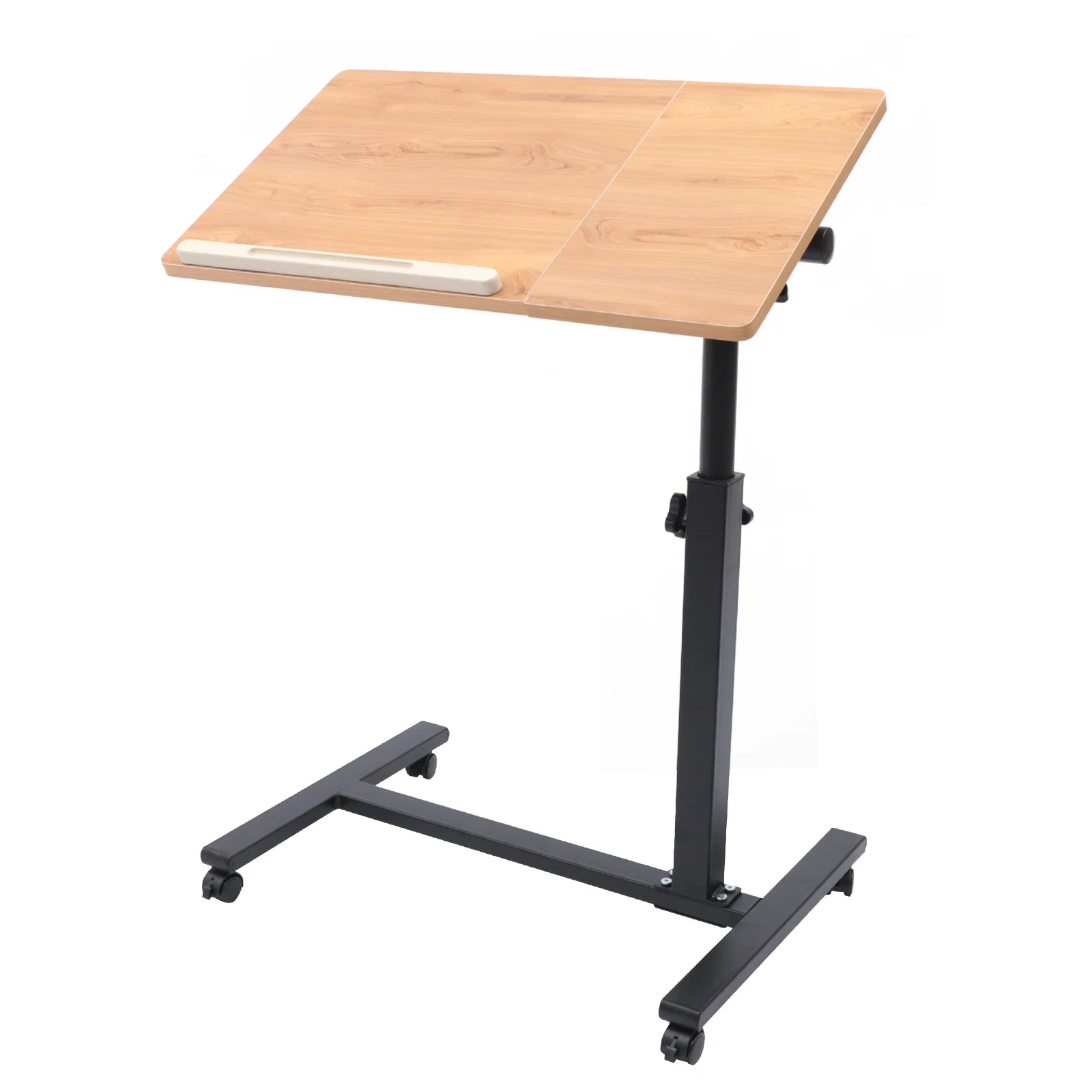 Adjustable Rolling Laptop Desk with 360° Rotating Tabletop.