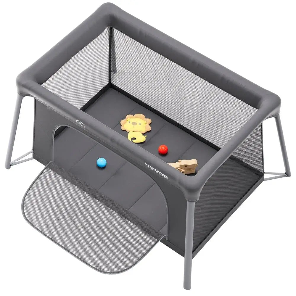 Folding Lightweight and Portable Baby Travel Crib or Playpen with Zipper Gate.